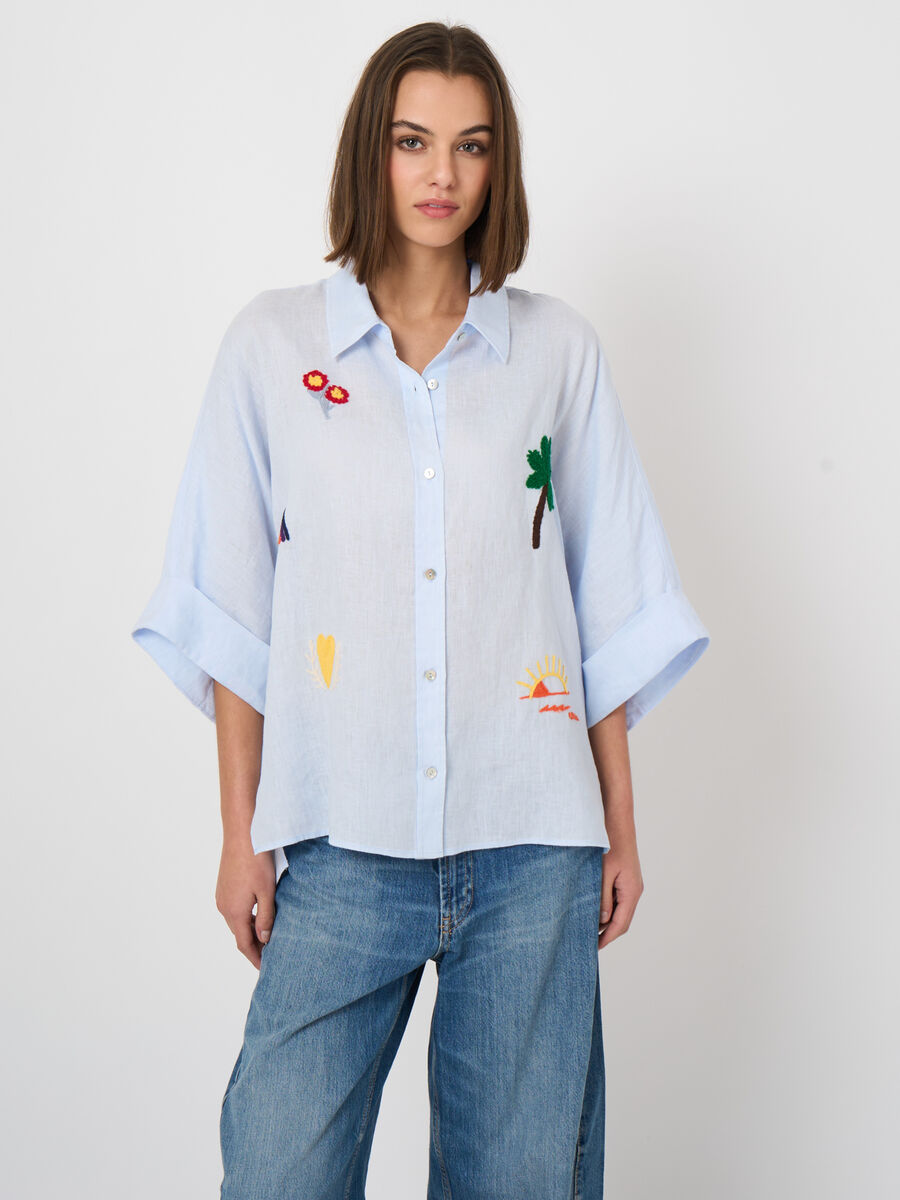 Women&rsquo;s linen blouse with embroidery | repeat image number 1