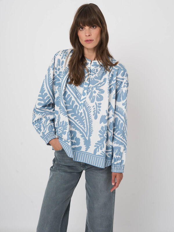 Women&rsquo;s cotton oversized pattern blouse image number 5