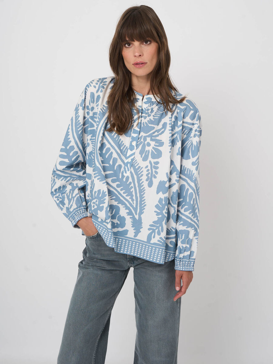 Women&rsquo;s cotton oversized pattern blouse image number 5