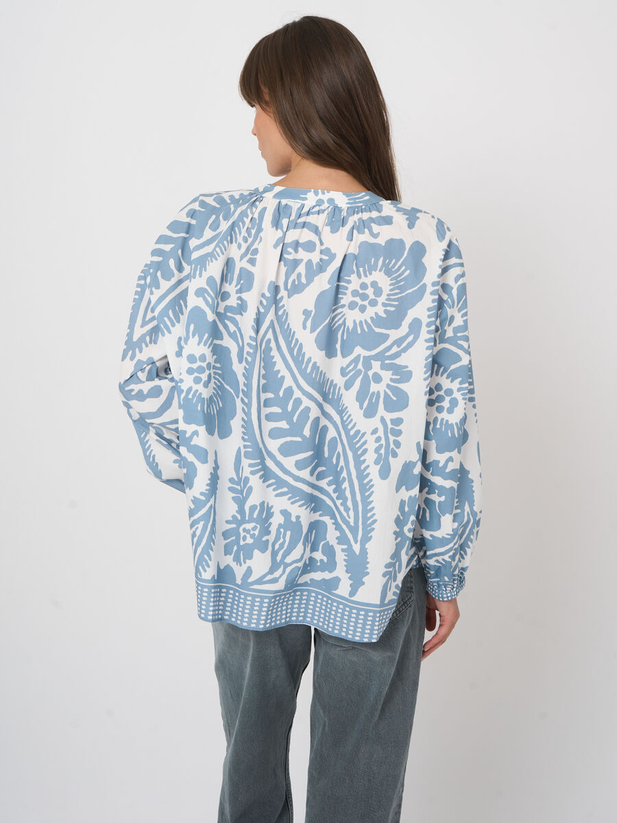 Damen gemusterte Oversize-Bluse aus Baumwolle image number 6