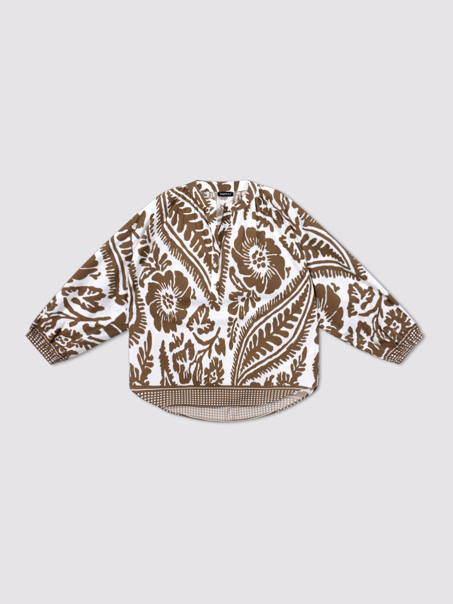 Damen gemusterte Oversize-Bluse aus Baumwolle image number 0