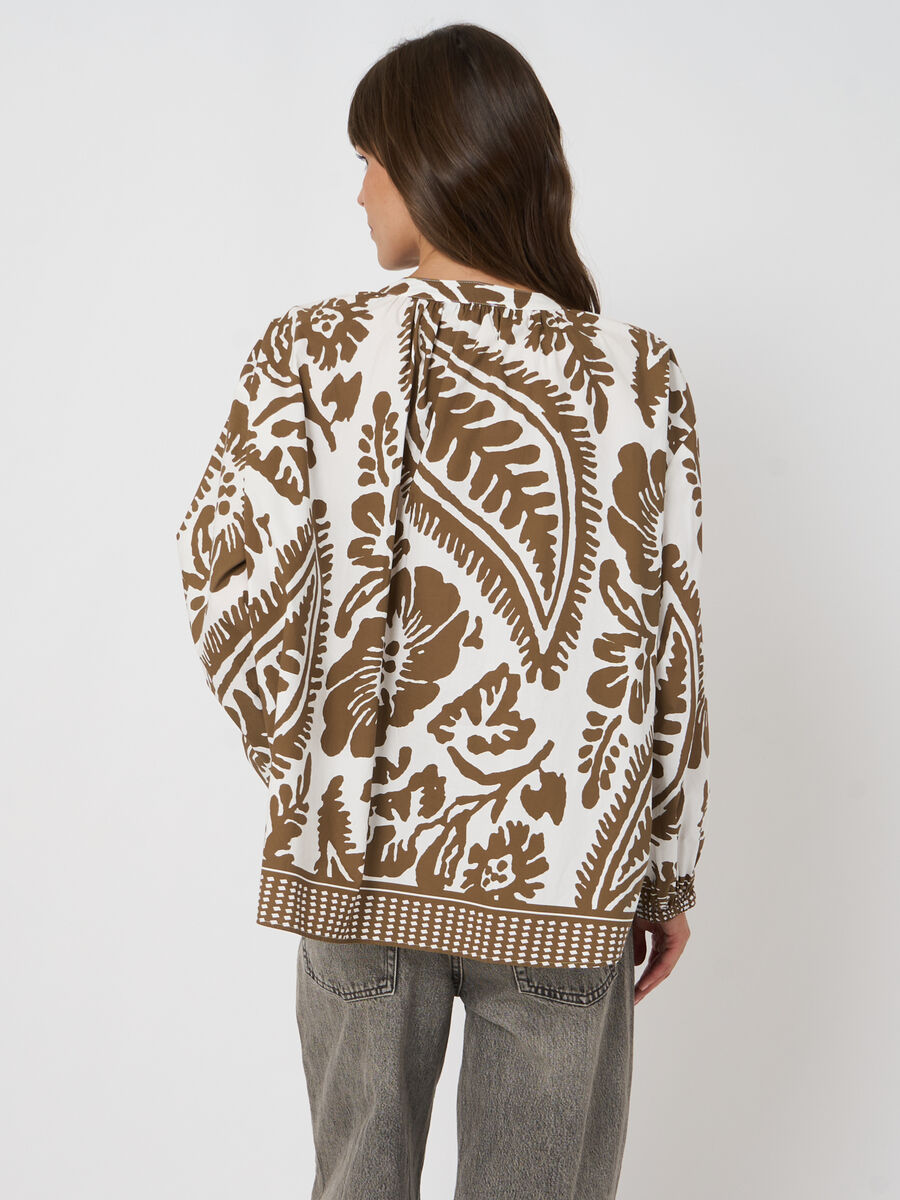 Damen gemusterte Oversize-Bluse aus Baumwolle image number 6