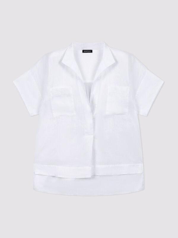 Leichte Damen Leinenbluse mit Stickerei & Fledermaus&auml;rmeln image number 3