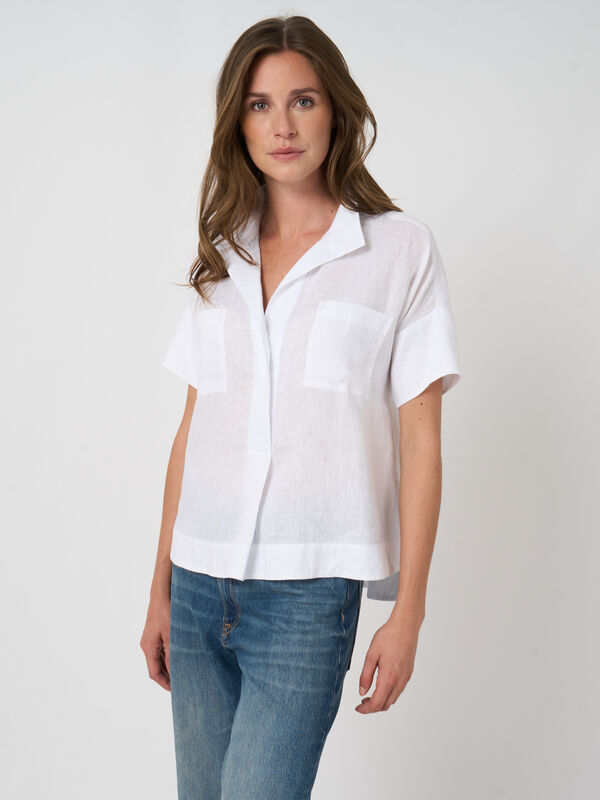 Leichte Damen Leinenbluse mit Stickerei & Fledermaus&auml;rmeln image number 9