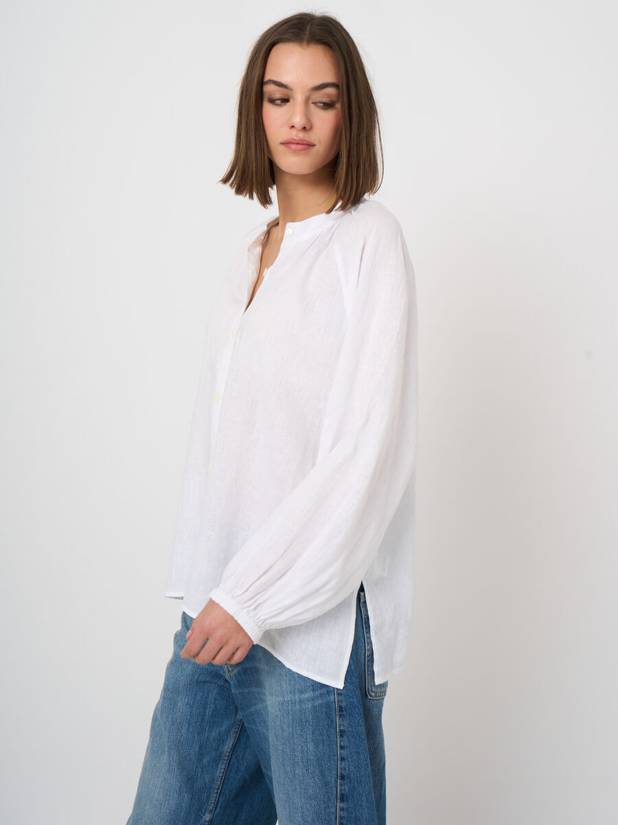 Women&rsquo;s linen blouse with mandarin collar | repeat image number 5
