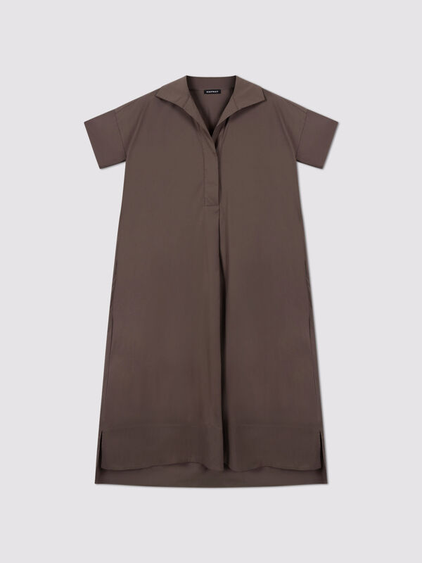 Robe femme trap&egrave;ze en popeline stretch avec poches image number 1