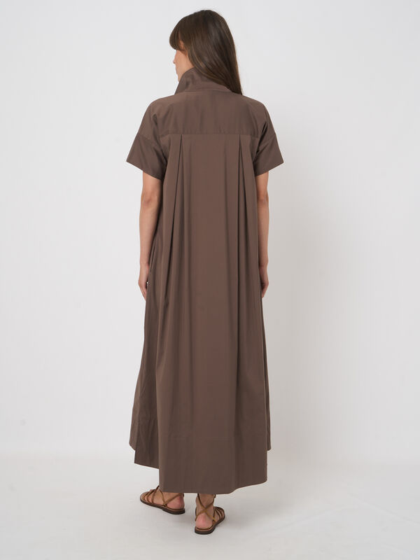 Robe femme trap&egrave;ze en popeline stretch avec poches image number 3