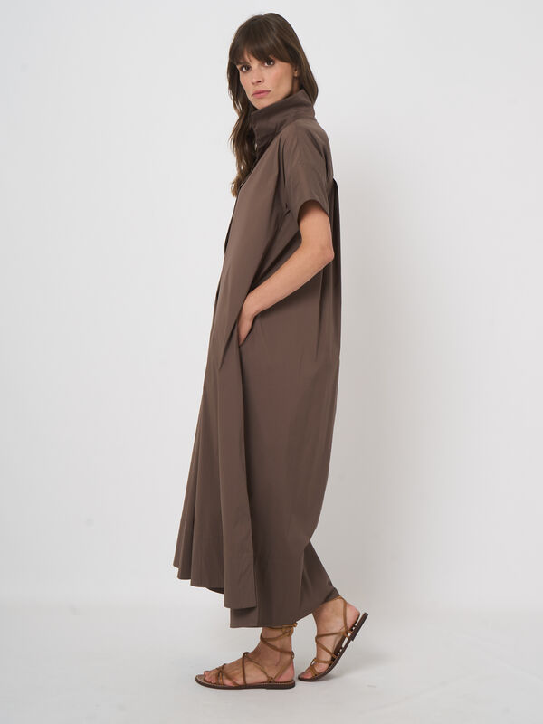 Robe femme trap&egrave;ze en popeline stretch avec poches image number 5