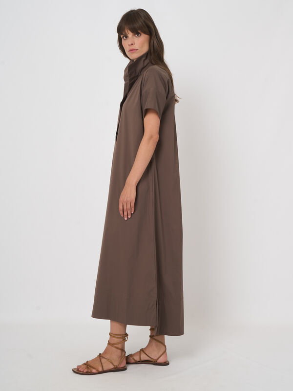 Robe femme trap&egrave;ze en popeline stretch avec poches image number 6