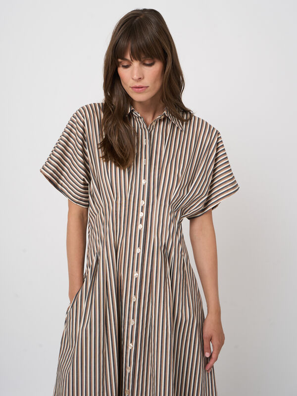 Women&rsquo;s stripe a-line dress in stretch cotton | repeat image number 8