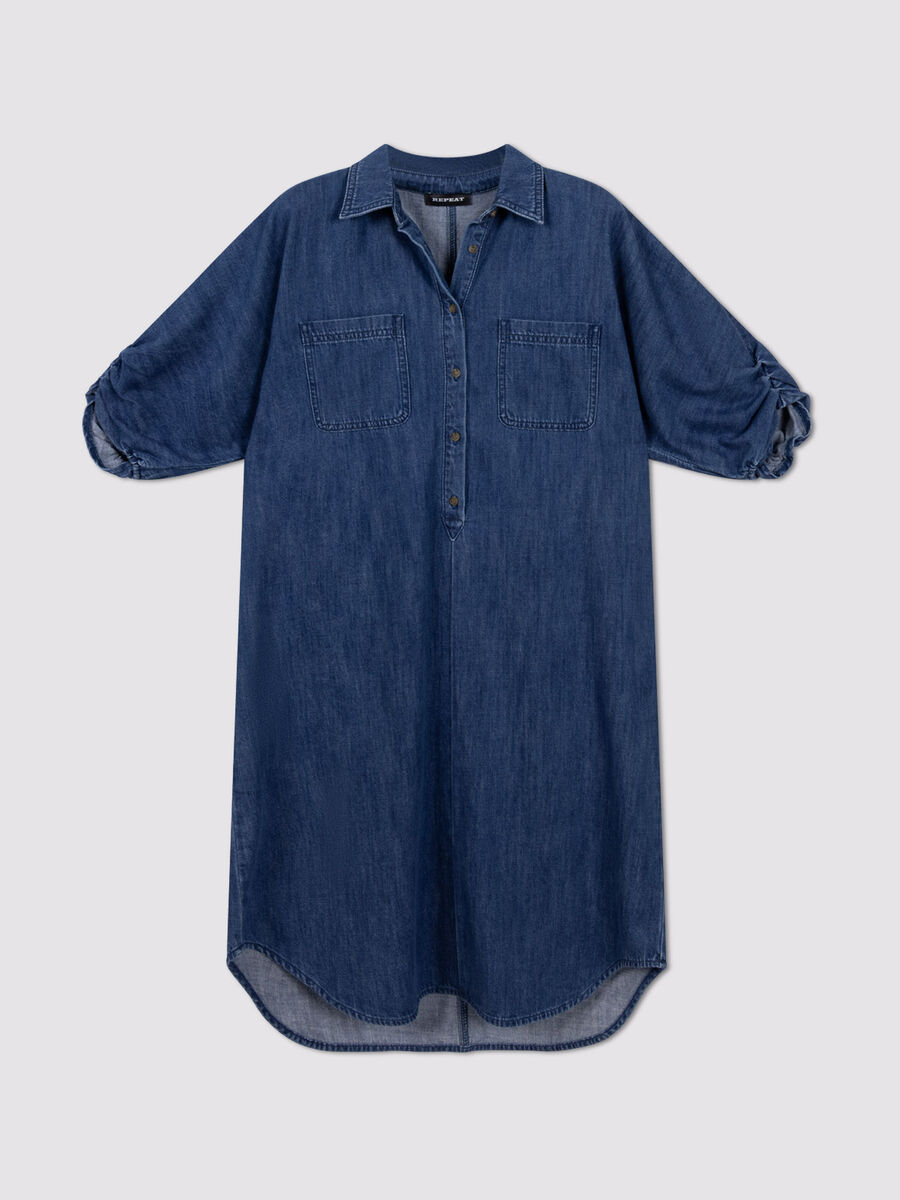 Women&rsquo;s denim a-line dress in pure cotton image number 0