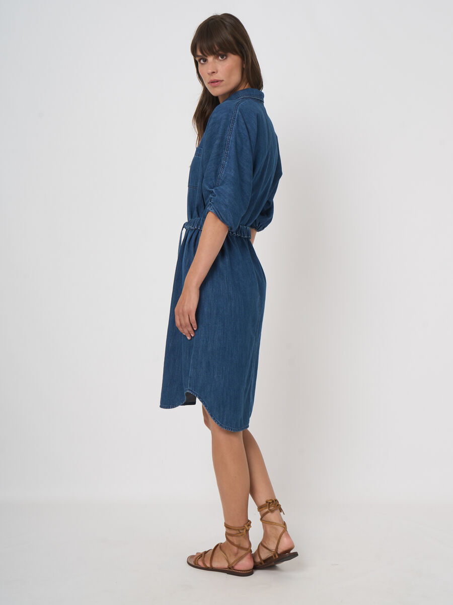 Women&rsquo;s denim a-line dress in pure cotton image number 3