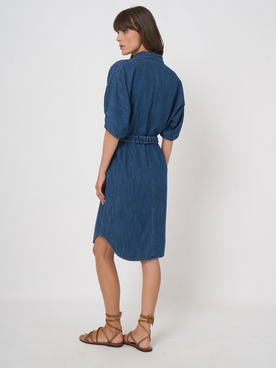 Women&rsquo;s denim a-line dress in pure cotton image number 5