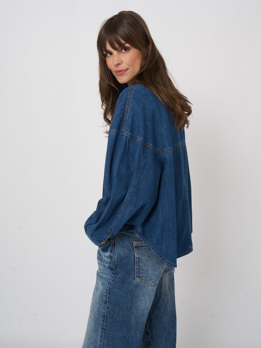 Women&rsquo;s denim blouse with puff sleeves | repeat image number 10