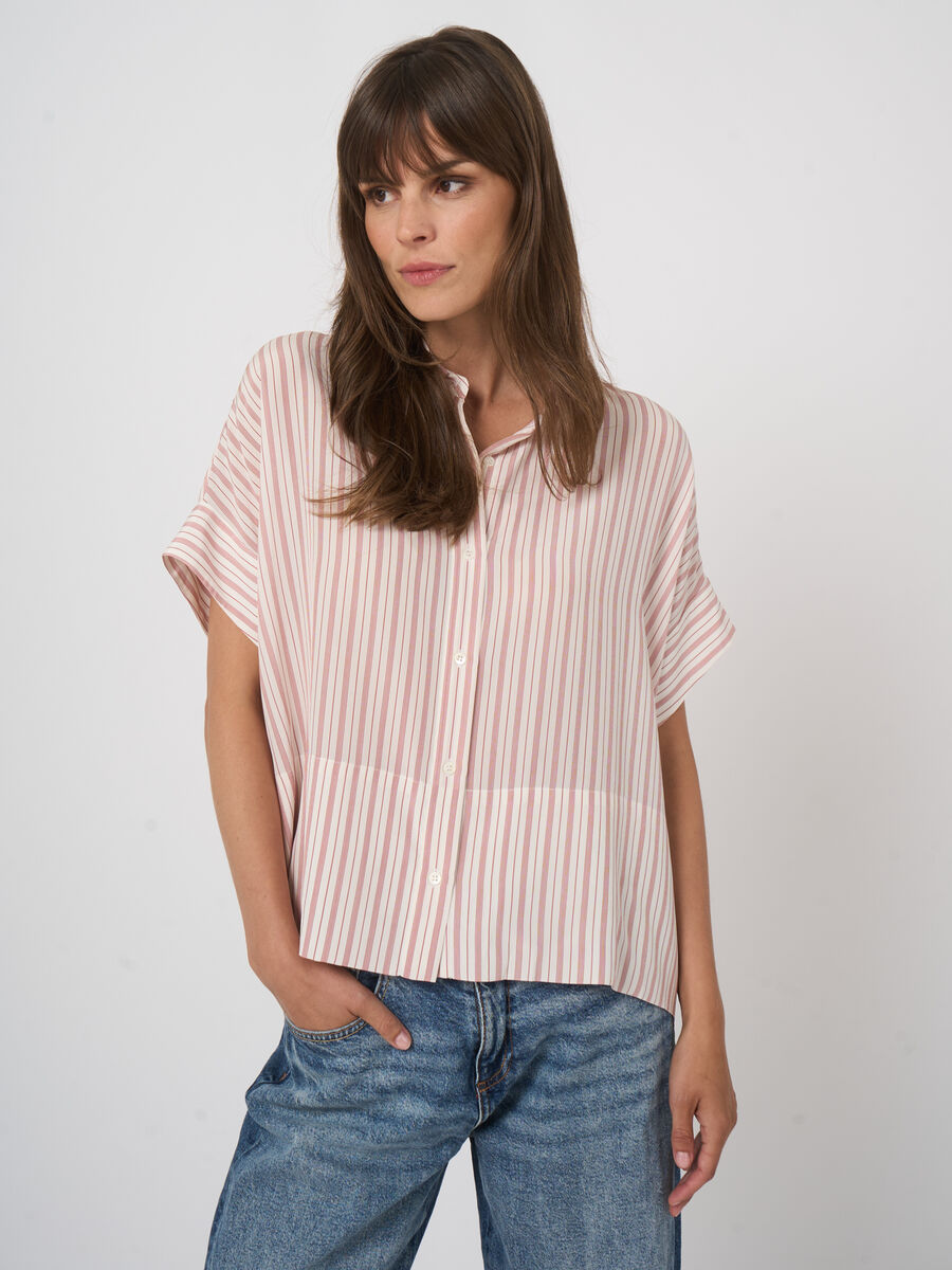 Women&rsquo;s pure silk striped blouse | repeat image number 1