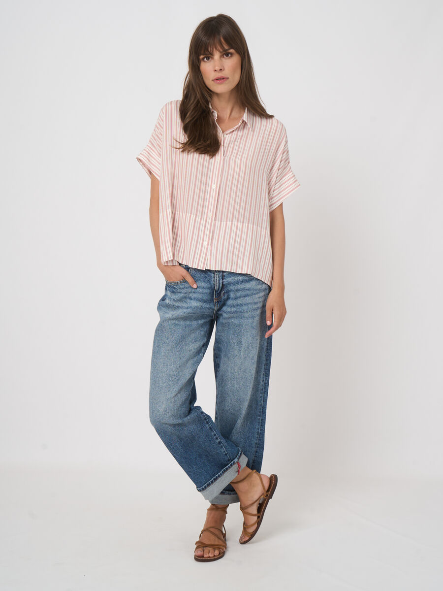 Women&rsquo;s pure silk striped blouse | repeat image number 3