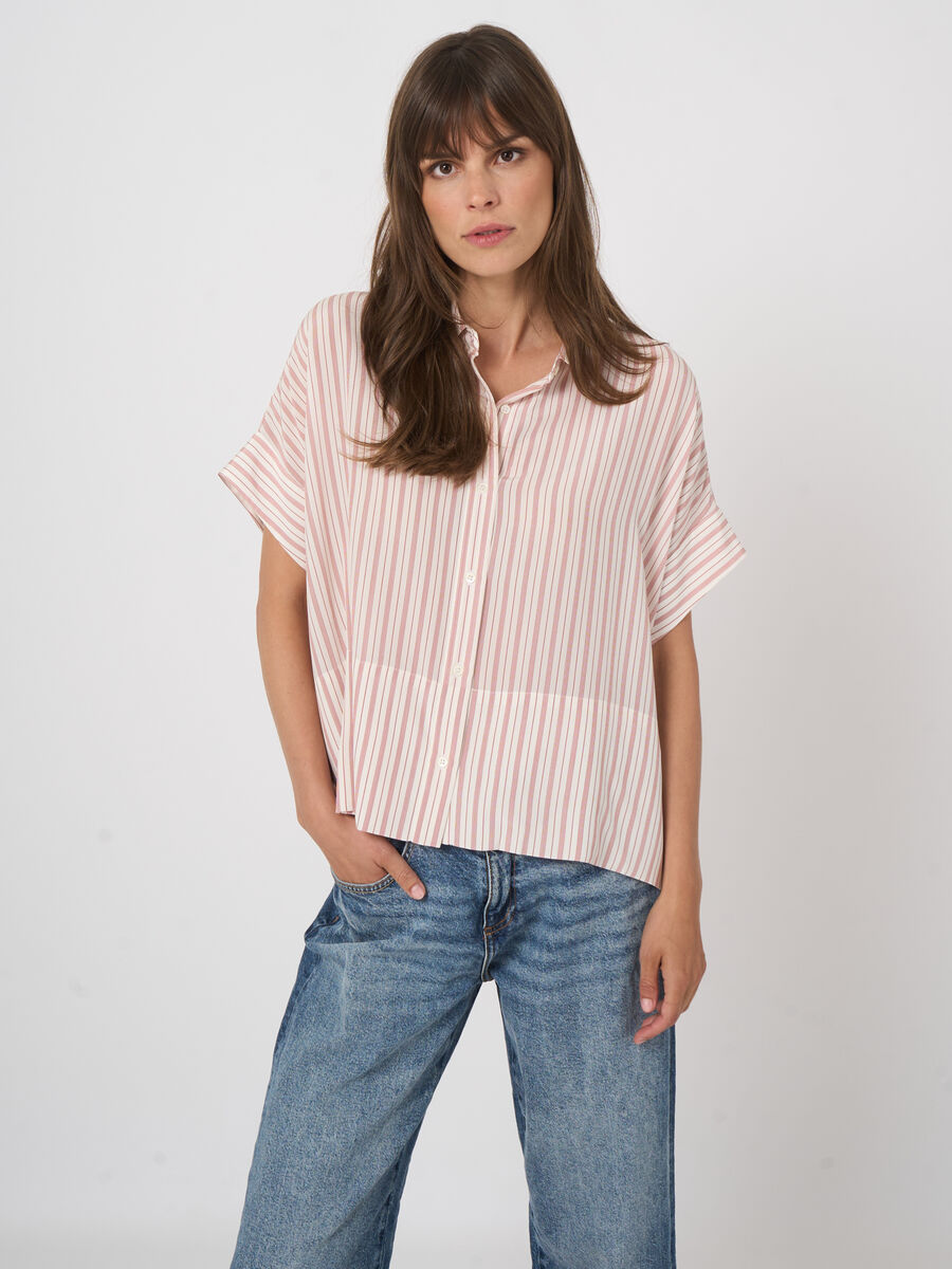 Women&rsquo;s pure silk striped blouse | repeat image number 4