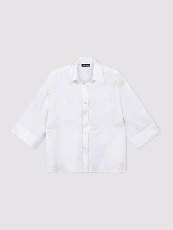 Linnenblouse met all-over borduursel image number 0