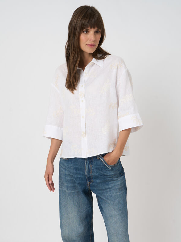 Linnenblouse met all-over borduursel image number 4