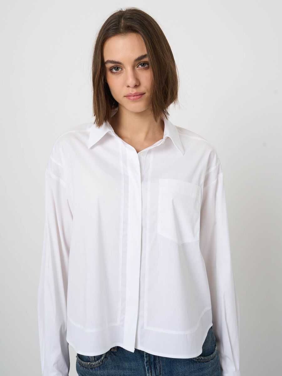 Blouse en popeline stretch avec poche poitrine image number 3