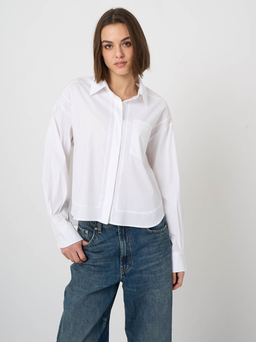 Blouse en popeline stretch avec poche poitrine image number 4