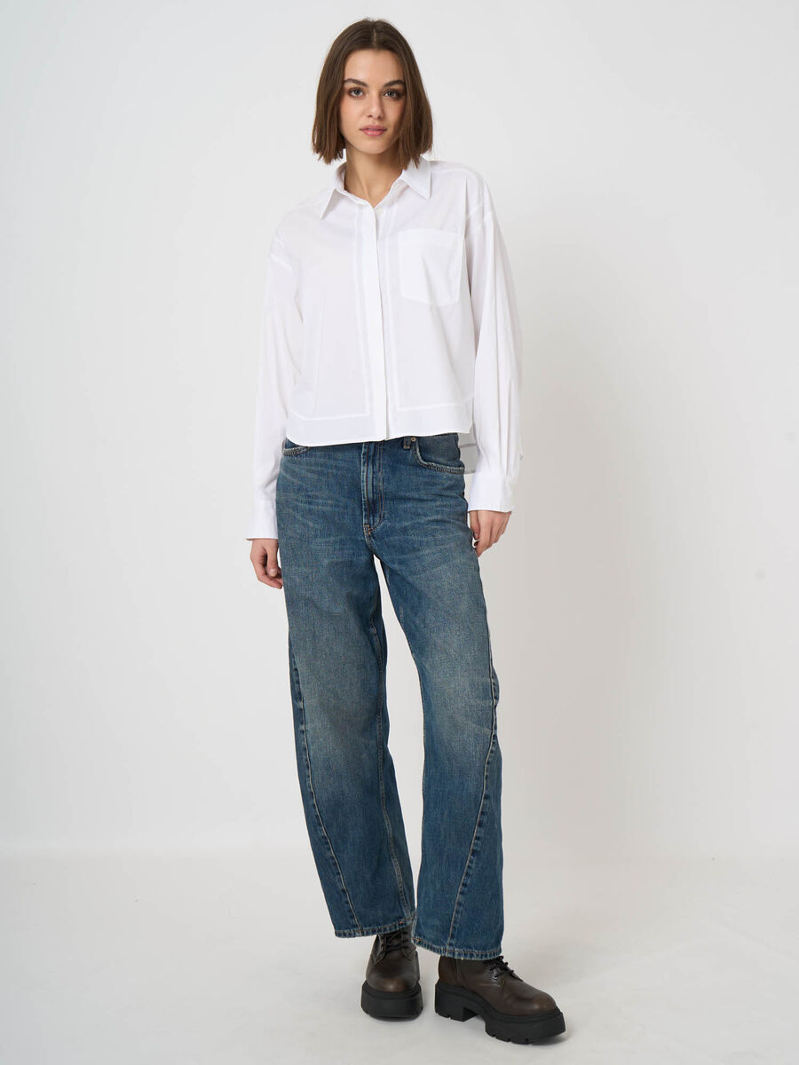 Blouse en popeline stretch avec poche poitrine image number 5