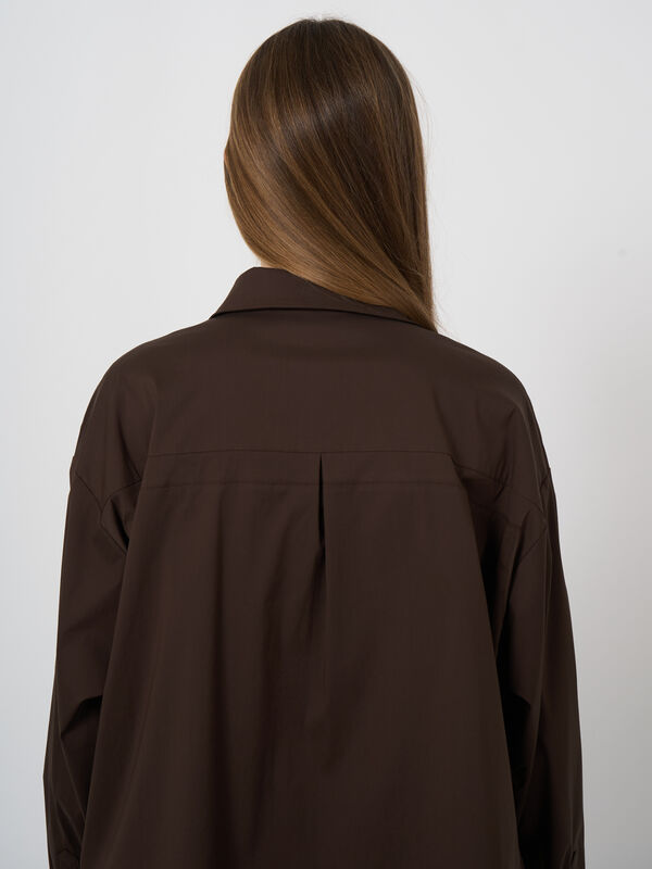 Stretch Cotton Poplin Blouse with Chest Pocket image number 3