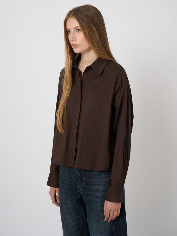 Stretch Cotton Poplin Blouse with Chest Pocket image number 4