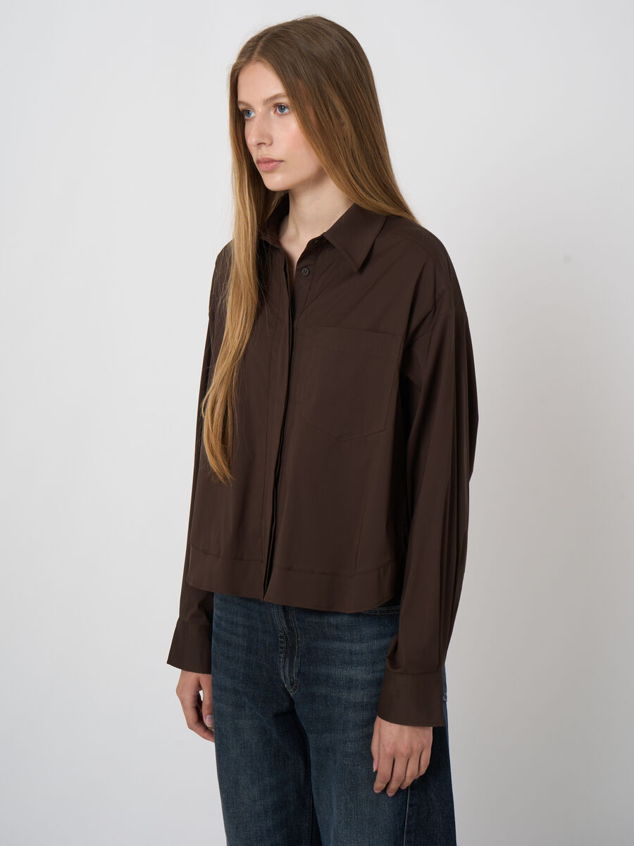 Blouse en popeline stretch avec poche poitrine image number 4