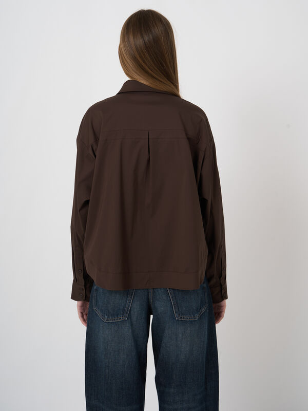 Stretch Cotton Poplin Blouse with Chest Pocket image number 5