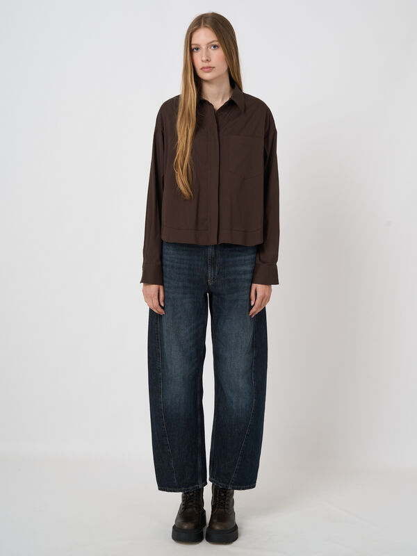 Stretch Cotton Poplin Blouse with Chest Pocket image number 6