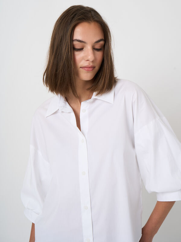 Stretch-Popeline-Bluse mit Lagen&auml;rmeln image number 1