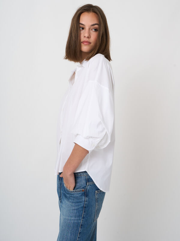 Stretch-Popeline-Bluse mit Lagen&auml;rmeln image number 2