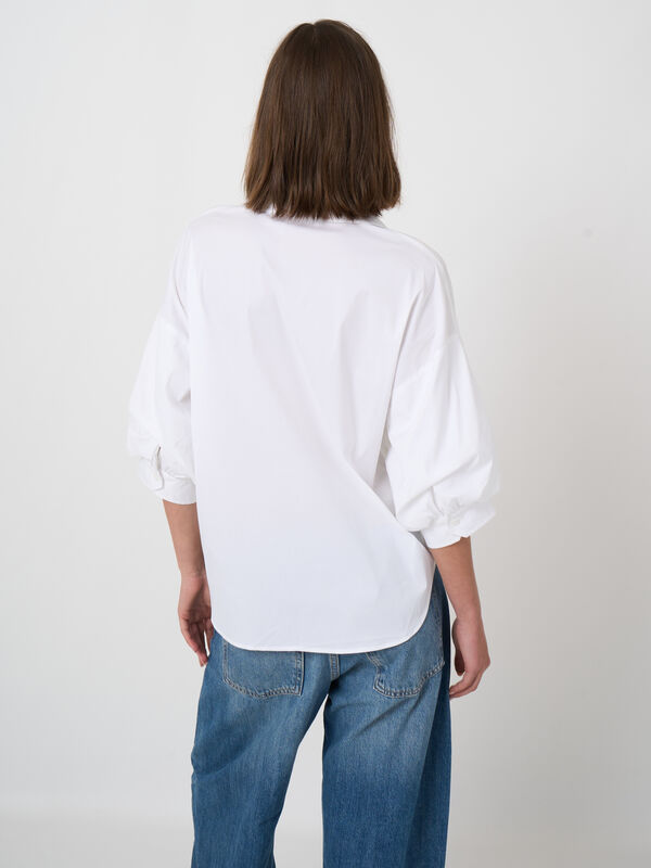 Stretch-Popeline-Bluse mit Lagen&auml;rmeln image number 3