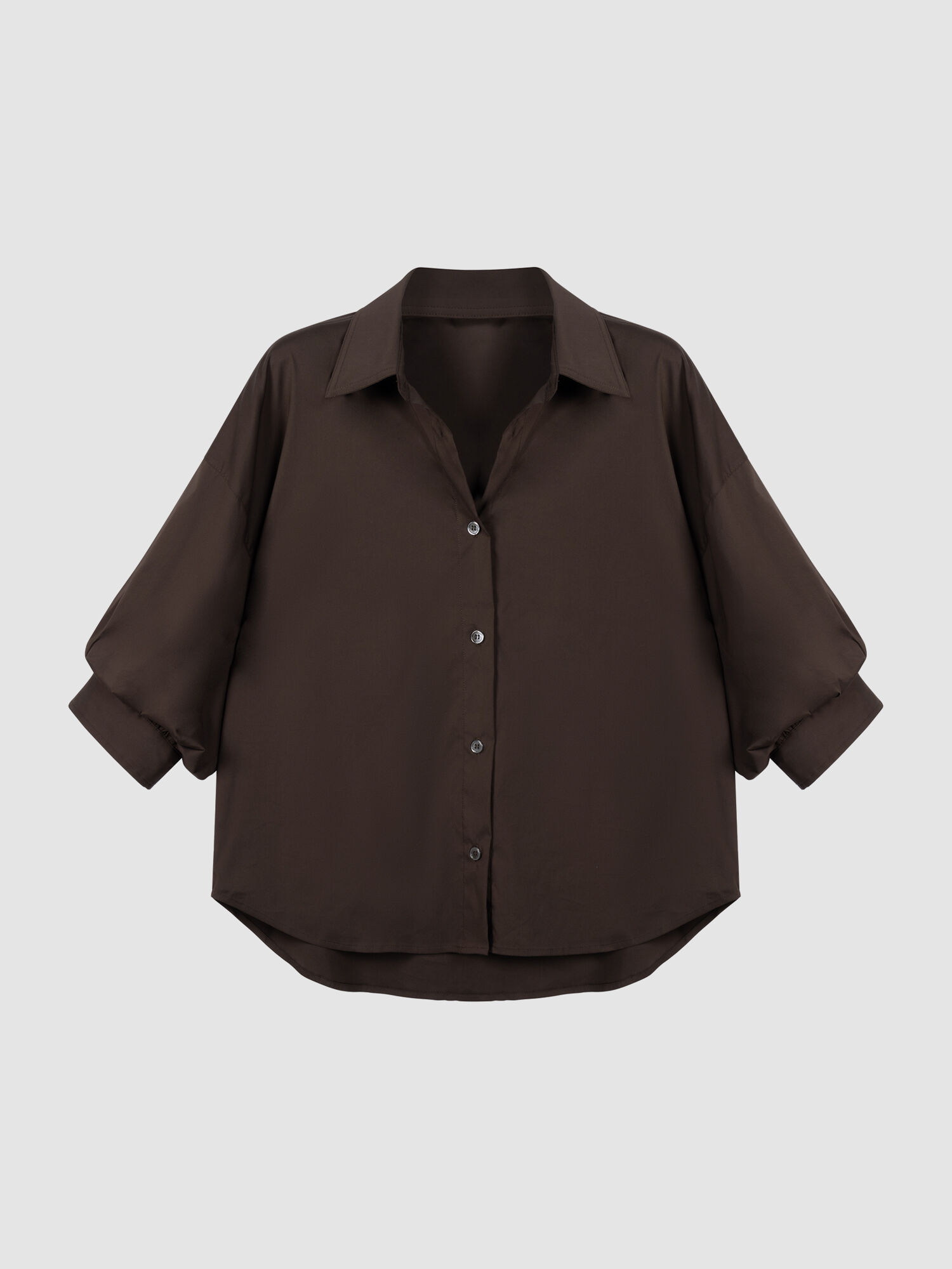 Stretchkatoenen poplin blouse met gelaagde mouwen