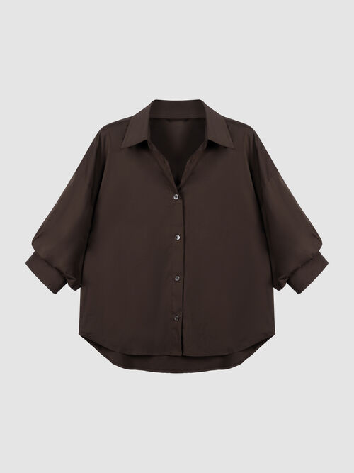 Stretch-Popeline-Bluse mit Lagen&auml;rmeln