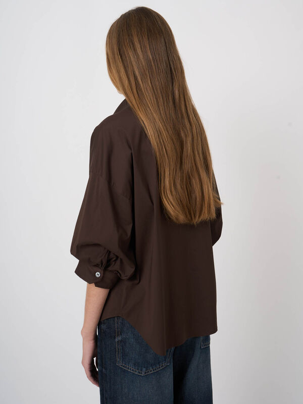 Stretch-Popeline-Bluse mit Lagen&auml;rmeln image number 2