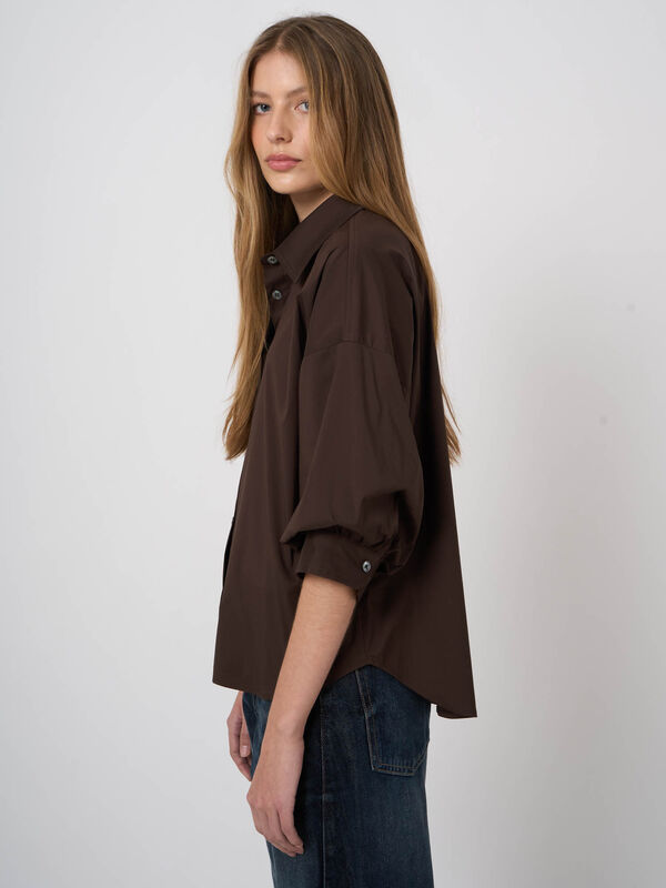 Stretch-Popeline-Bluse mit Lagen&auml;rmeln image number 4