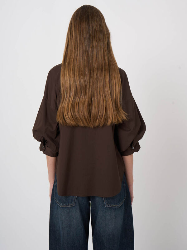 Stretch-Popeline-Bluse mit Lagen&auml;rmeln image number 6