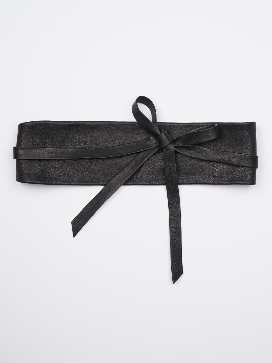 Nappa leather obi wrap belt image number 0