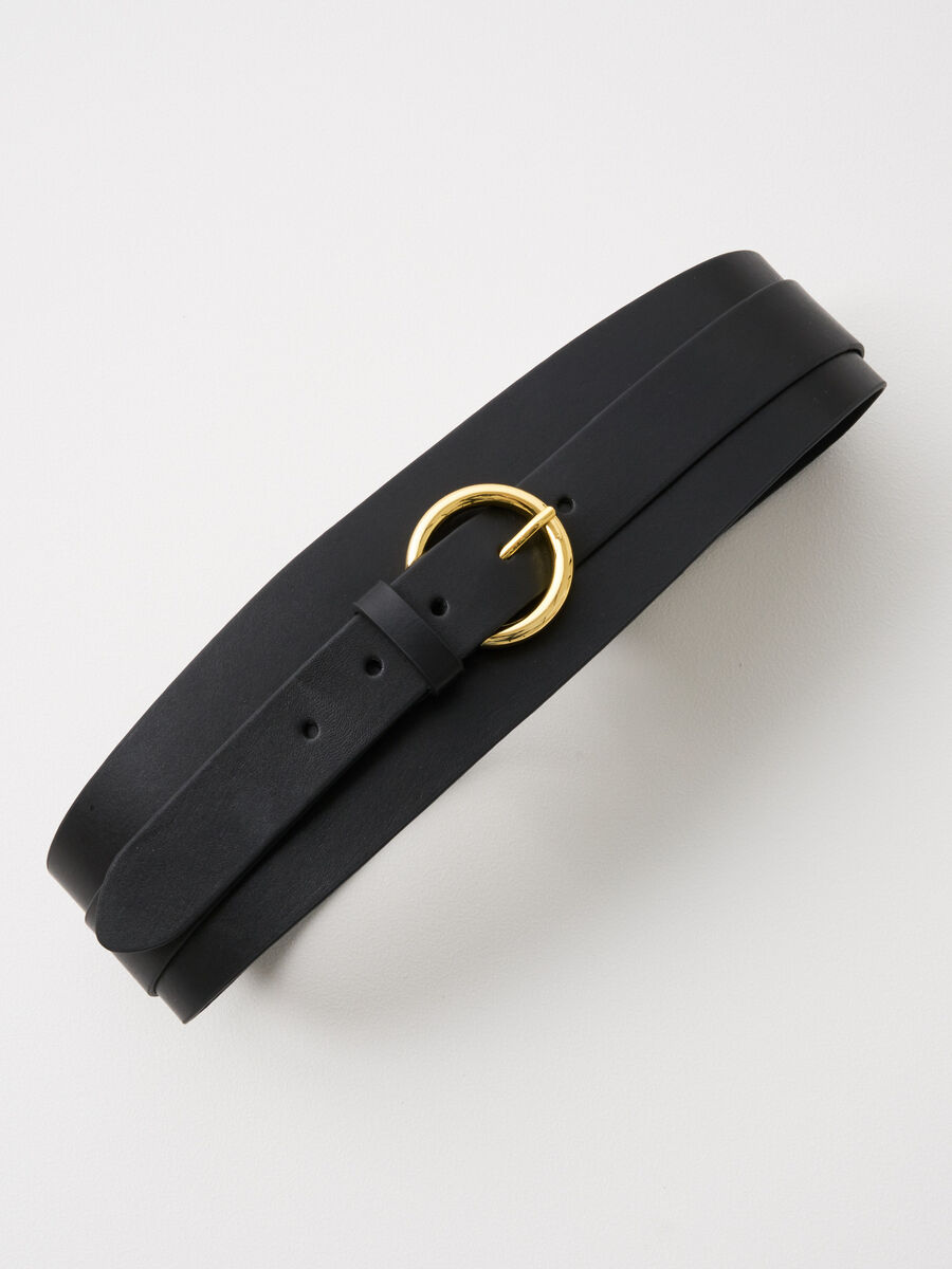 Leather waist belt with buckle image number 0