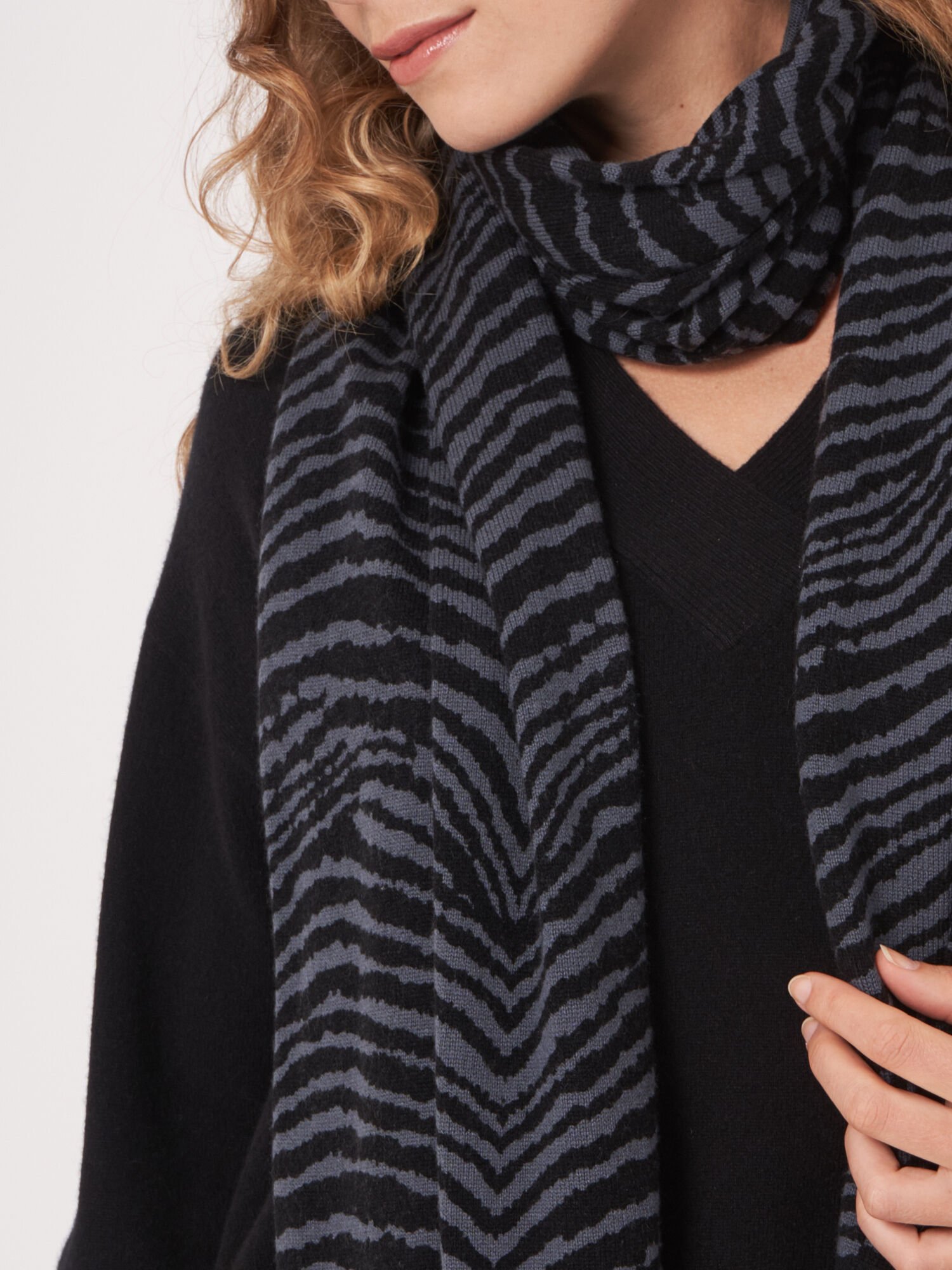 Cashmere Blend Scarf With Zebra Print