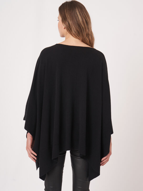 Cashmere blend straight knitted poncho image number 1