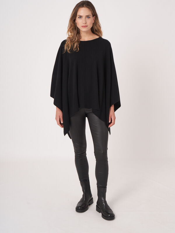 Cashmere blend straight knitted poncho image number 5