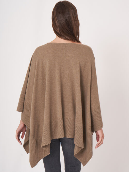 Cashmere blend straight knitted poncho