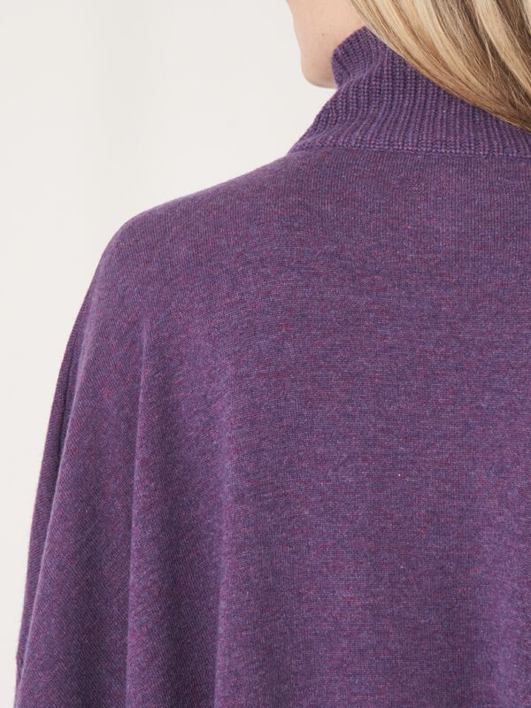 Fringed poncho with knitted zip-up collar image number 5