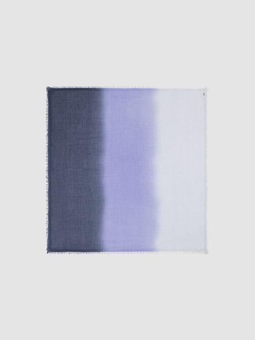 Foulard carr&eacute; en cachemire-soie d&eacute;grad&eacute; dip-dye