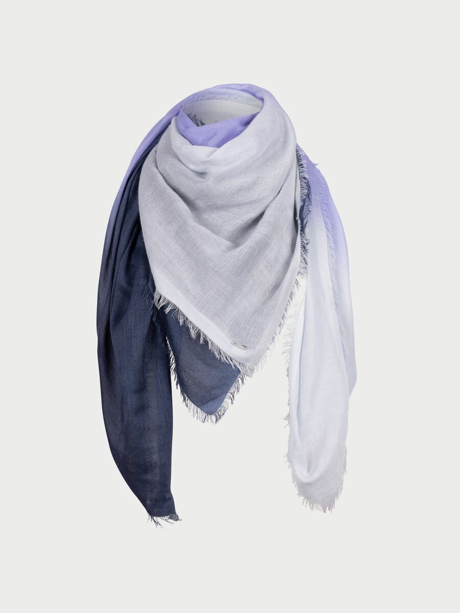 Foulard carr&eacute; en cachemire-soie d&eacute;grad&eacute; dip-dye image number 1