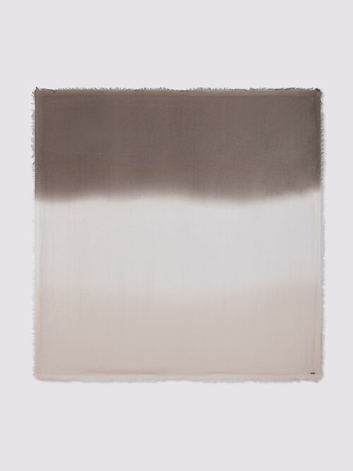 Foulard carr&eacute; en cachemire-soie d&eacute;grad&eacute; dip-dye