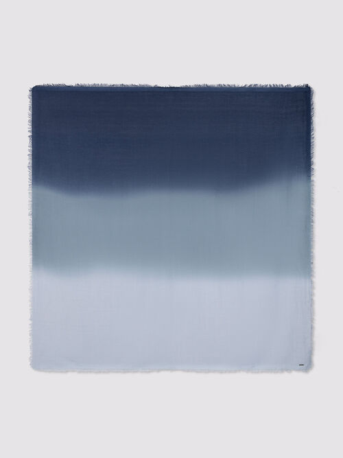 Foulard carr&eacute; en cachemire-soie d&eacute;grad&eacute; dip-dye